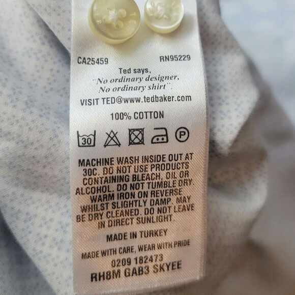 Ted Baker London Men's Modern Fit Button Up Shirt Blue Size 16.5 - Picture 6 of 6